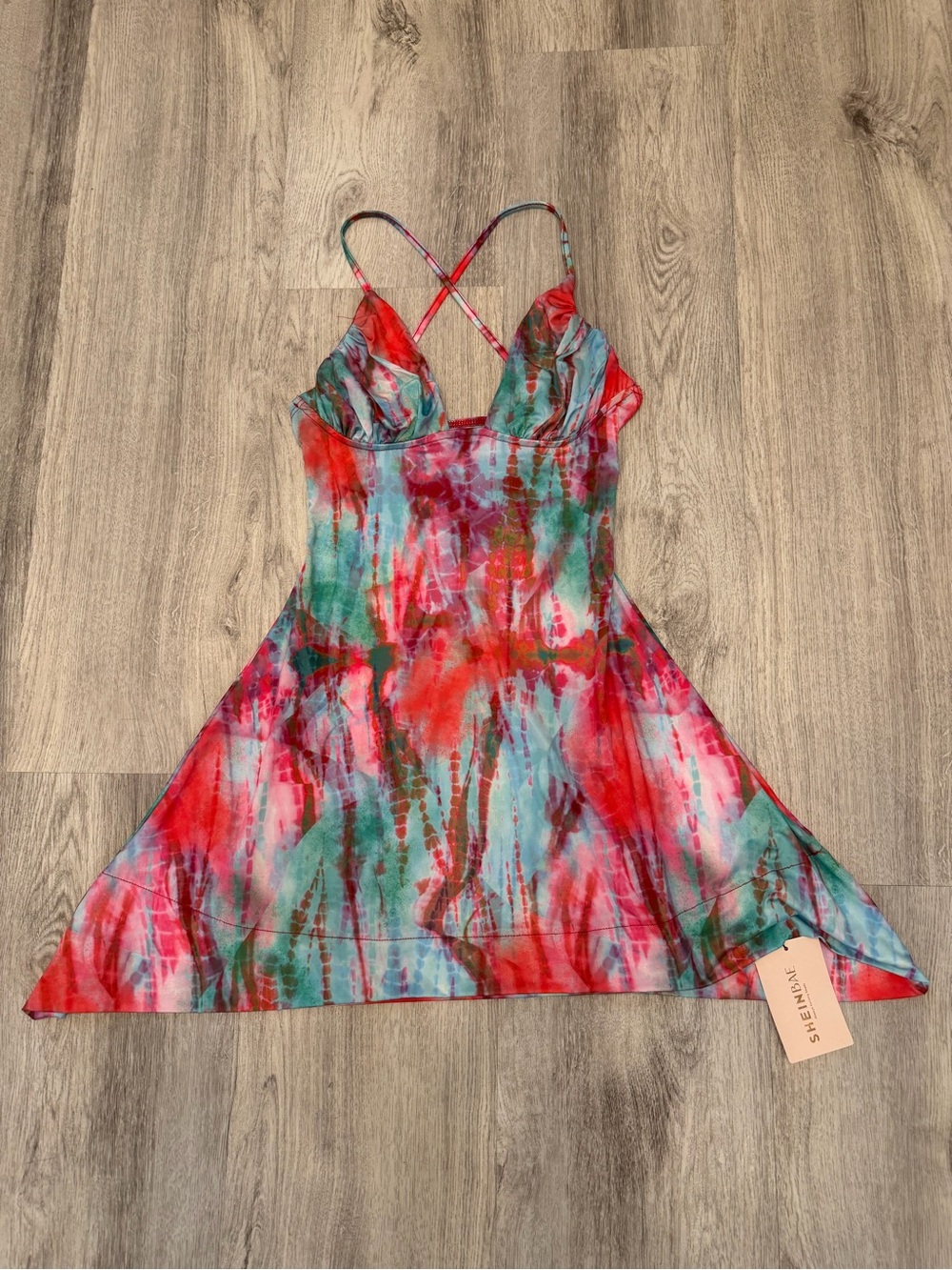 SHEIN BAE XS Multicolor Tie Dye Mini Dress NWT Y2K